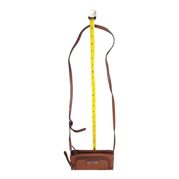 Franco Sarto Brown Leather Crossbody Bag With Buckle Accents & Adjustable Strap - Picture 5 of 10